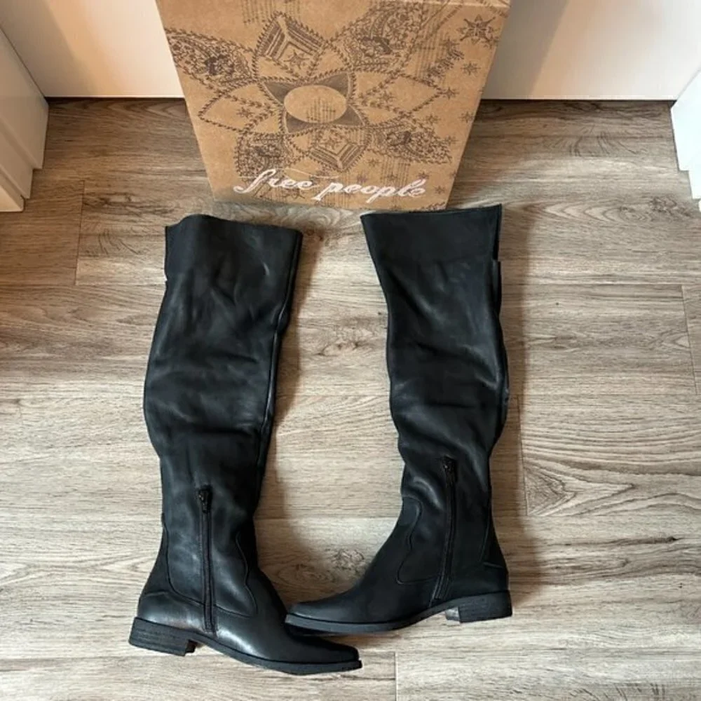 Free People Brenna OTK Boot Black Size 36 NWT